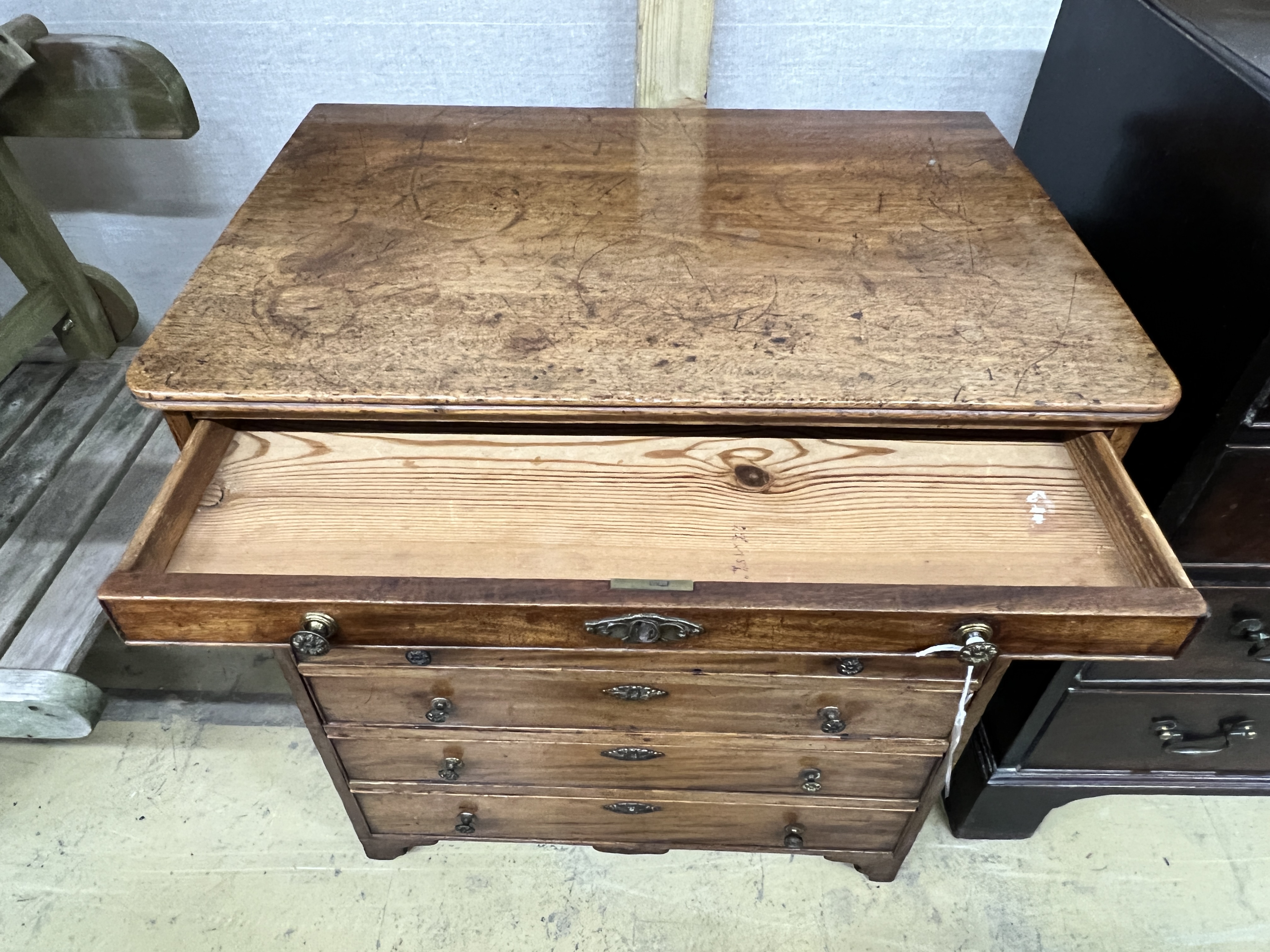A small George III mahogany seven drawer collector's chest, width 64cm, depth 46cm, height 70cm